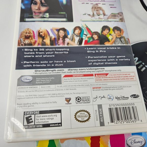 WII Disney Sing It Video Game Microphone CD Disc Along Song Logitech Karaoke - Picture 7 of 10